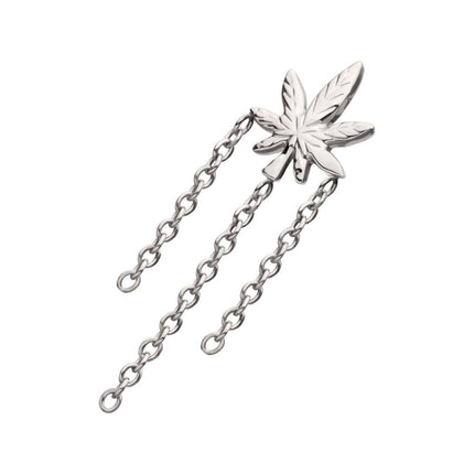 Invictus Titanium Threadless Pot Leaf Top with Triple Dangle Chain