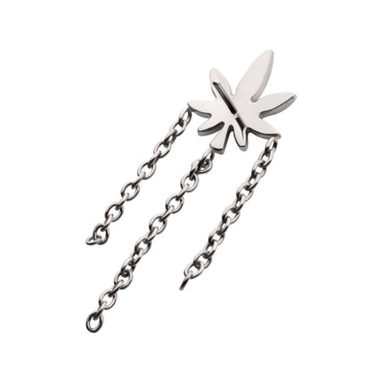 Invictus Titanium Threadless Pot Leaf Top with Triple Dangle Chain