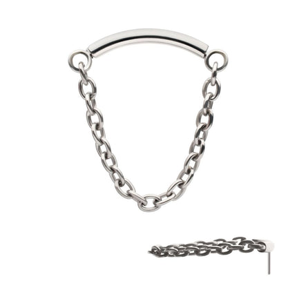 Invictus Titanium Threadless Dangle Chain Curved Bar Top