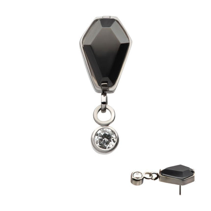 Invictus Titanium Threadless Dangle Bezel Round & Coffin CZ Top