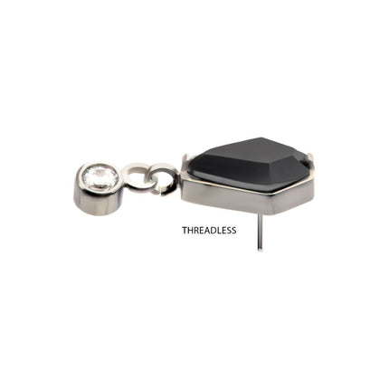 Invictus Titanium Threadless Dangle Bezel Round & Coffin CZ Top