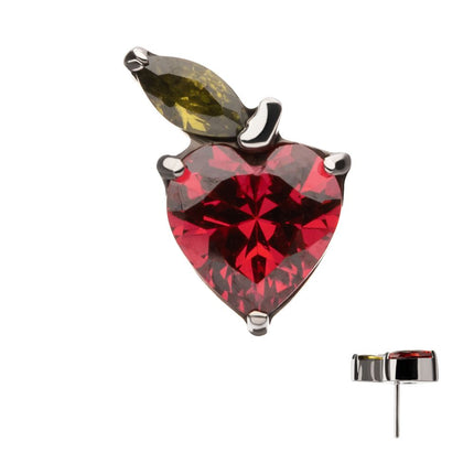 Invictus Titanium Threadless Prong Set Gem Apple Top