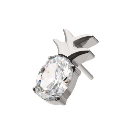 Invictus Titanium Threadless Prong Set Gem Pineapple Top