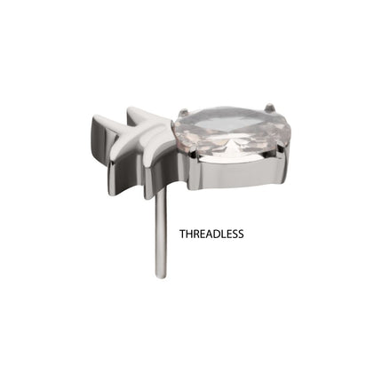 Invictus Titanium Threadless Prong Set Gem Pineapple Top