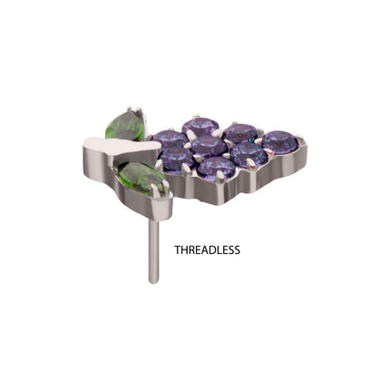 Invictus Titanium Threadless Prong Set Gem Grape Top