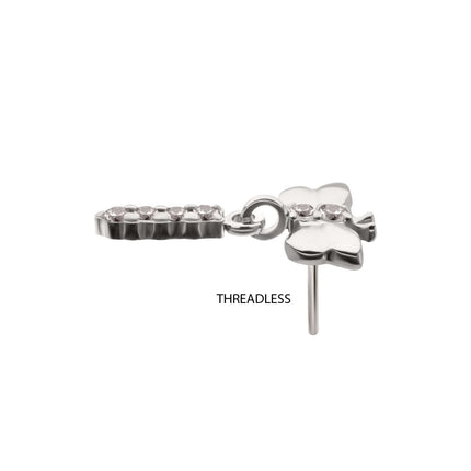 Invictus Titanium Threadless Dragonfly Top with Prong Set 4-Gem Dangle