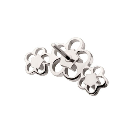 Invictus Titanium Threadless Triple Cut Out Cherry Blossom Flower Top with Prong Set Gem