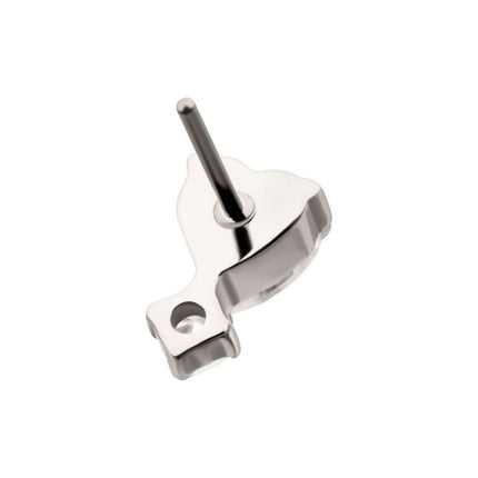 Invictus Titanium Threadless Prong Set Heart Top with Clear Round Gem