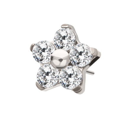 Invictus Titanium Threadless Prong Set Gem 5-Petal Flower Top