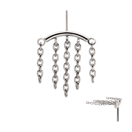 Invictus Titanium Threadless Vertical Helix Curved Bar Top with 5-Chain Dangle
