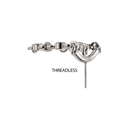 Invictus Titanium Threadless Vertical Helix Curved Bar Top with CZ Chain Dangle & Floating Gem