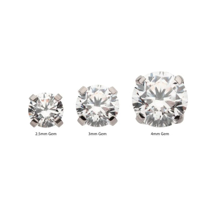 Invictus Titanium Threadless Labret with Prong Set CZ Top & 4mm Base