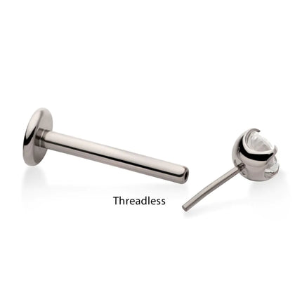 Invictus Titanium Threadless Labret with Prong Set CZ Top & 4mm Base