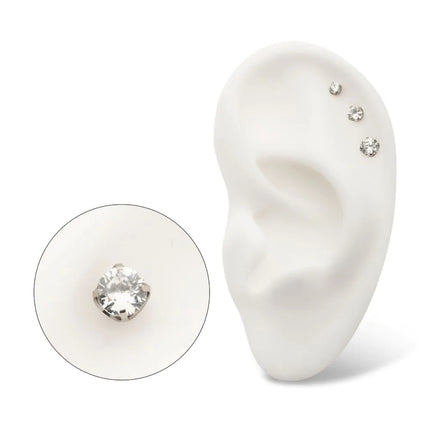 Invictus Titanium Threadless Labret with Prong Set CZ Top & 4mm Base