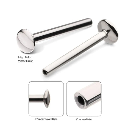 Invictus Titanium Threadless High Polish Mirror Finish 2.5mm Dome Labret Base