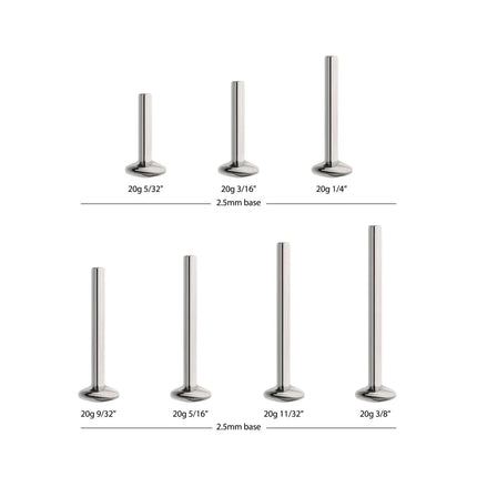 Invictus Titanium Threadless High Polish Mirror Finish 2.5mm Dome Labret Base