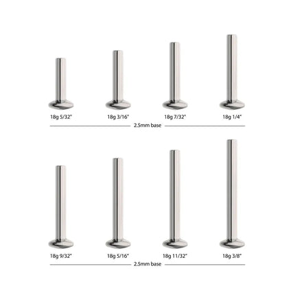 Invictus Titanium Threadless High Polish Mirror Finish 2.5mm Dome Labret Base