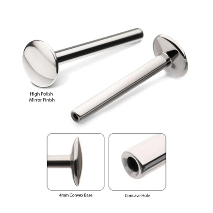 Invictus Titanium Threadless High Polish Mirror Finish 4mm Dome Labret Base