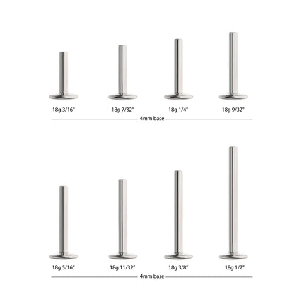 Invictus Titanium Threadless High Polish Mirror Finish 2.5mm Dome Labret Base