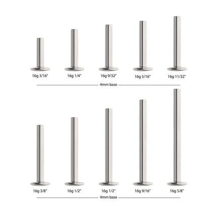 Invictus Titanium Threadless High Polish Mirror Finish 4mm Dome Labret Base