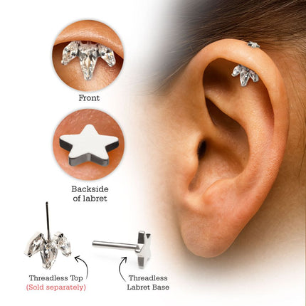 Invictus Titanium Threadless Star Back Duality Labret (Base Only)