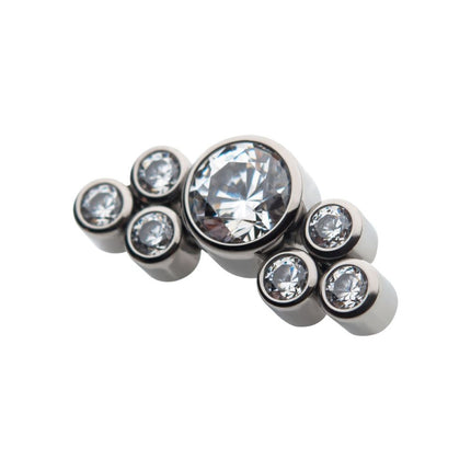 Invictus Titanium Threadless 3.5mm Bezel Round CZ/Opal with 3-Gem Cluster Top
