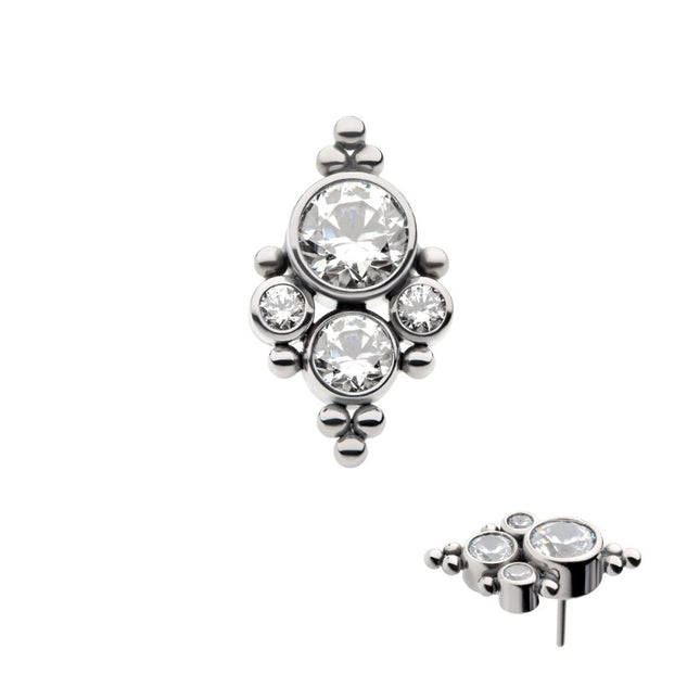Invictus Titanium Threadless with 10 Beads & 4 Bezel Set AAA CZ/Swarovski Zirconia Top