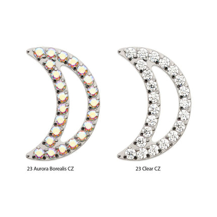 Invictus Titanium Threadless Cut Out Crescent Moon Top with Pave Set Clustered CZ