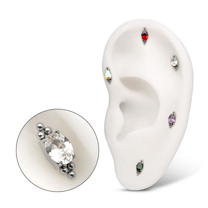 Invictus Titanium Threadless "Nova Oval" Prong Set Gem Top