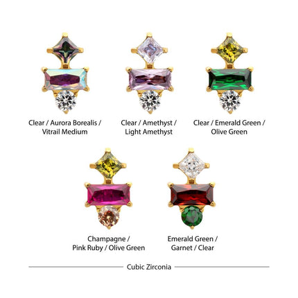 Invictus 24Kt Gold PVD Titanium Threadless "Astra Cluster" Prong Set Gem Top