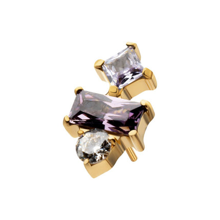 Invictus 24Kt Gold PVD Titanium Threadless "Astra Cluster" Prong Set Gem Top