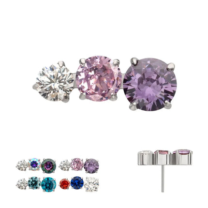 Invictus Titanium Threadless "Radiant Arc" Prong Set Gem Top