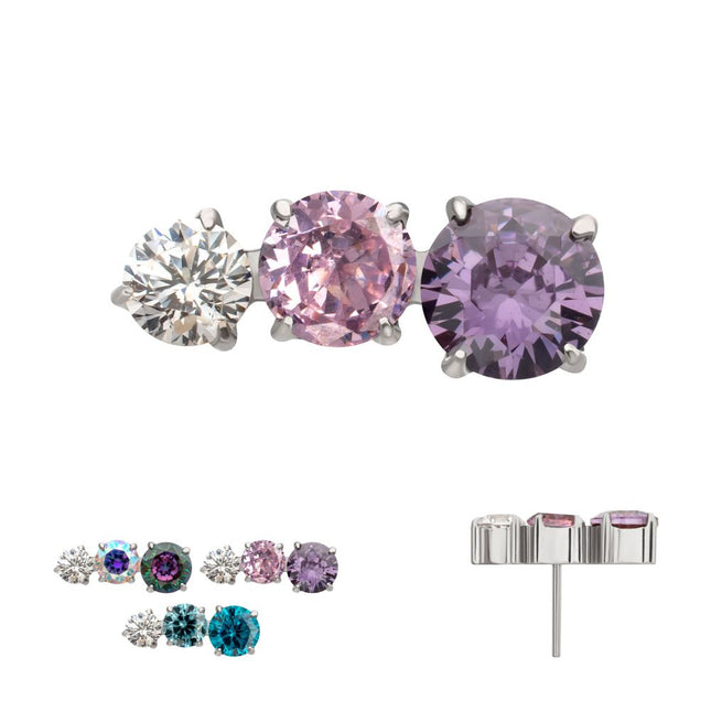 Invictus Titanium Threadless "Radiant Arc" Prong Set Gem Top