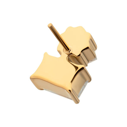 Invictus 24Kt Gold PVD Threadless "Baguette Duo" Prong Set Gem Top