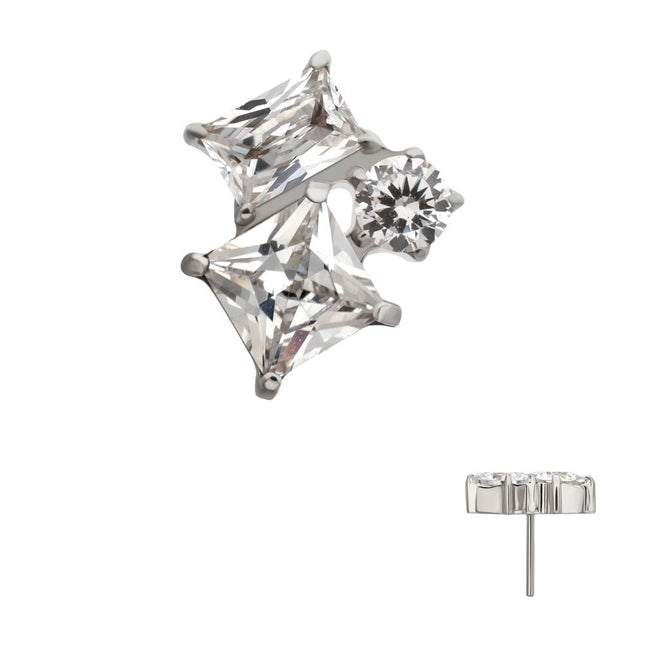 Invictus Titanium Threadless “Lustre Cluster” Prong Set Gem Top