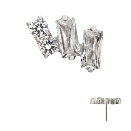 Invictus Platinum PVD Titanium Threadless "Eclat Cluster" Prong Set Gem Top