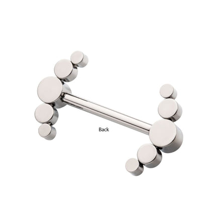 Invictus Titanium with One Side Fixed & One Side Threadless Nipple Barbell with Bezel Set CZ 5-Cluster Ends