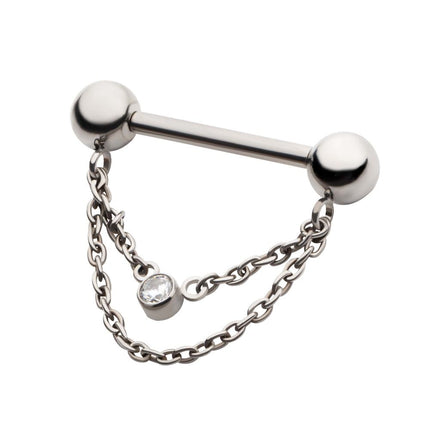 Invictus Titanium Threadless Ball Nipple Barbell with 2 Tier Chain | Sold by piece
