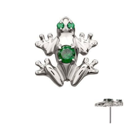 Invictus Titanium Threadless Frog Top with Prong Set CZ Gem