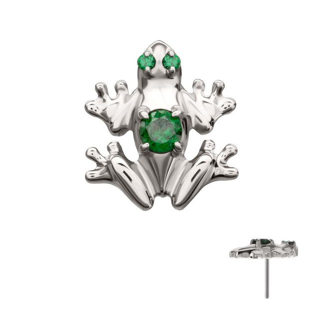 Invictus Titanium Threadless Frog Top with Prong Set CZ Gem