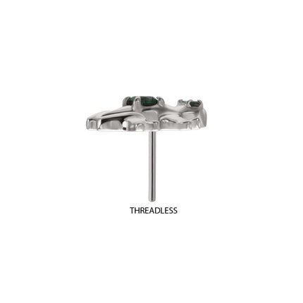 Invictus Titanium Threadless Frog Top with Prong Set CZ Gem
