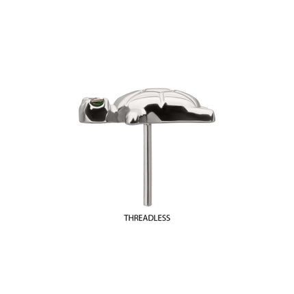 Invictus Titanium Threadless Turtle Top with Prong Set CZ Gem Eyes