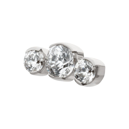 Invictus Titanium Threadless Semi-Bezel Set Round Gem/Opal 3-Cluster Top
