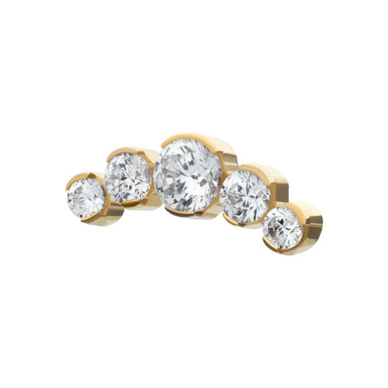 Invictus 24Kt Gold PVD Titanium Threadless Semi-Bezel Set Round Gem/Opal 5-Cluster Top