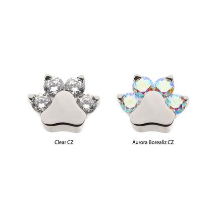 Invictus Titanium Threadless with Prong Set CZ 4-Cluster Paw Top
