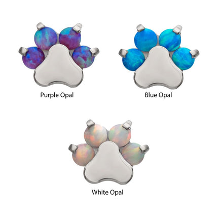 Invictus Titanium Threadless with Prong Set Opal 4-Cluster Paw Top