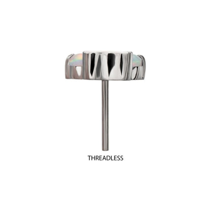 Invictus Titanium Threadless with Prong Set Opal 4-Cluster Paw Top