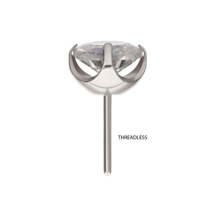 Invictus Titanium Threadless Flat Base Low Profile 4 Prong Round Gem Top