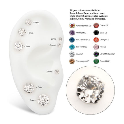Invictus Titanium Threadless Flat Base Low Profile 4 Prong Round Gem Top