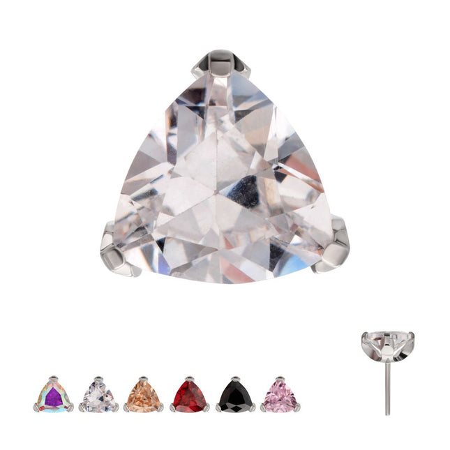 Invictus Titanium Threadless Prong Set Trillion Cut Gem Top